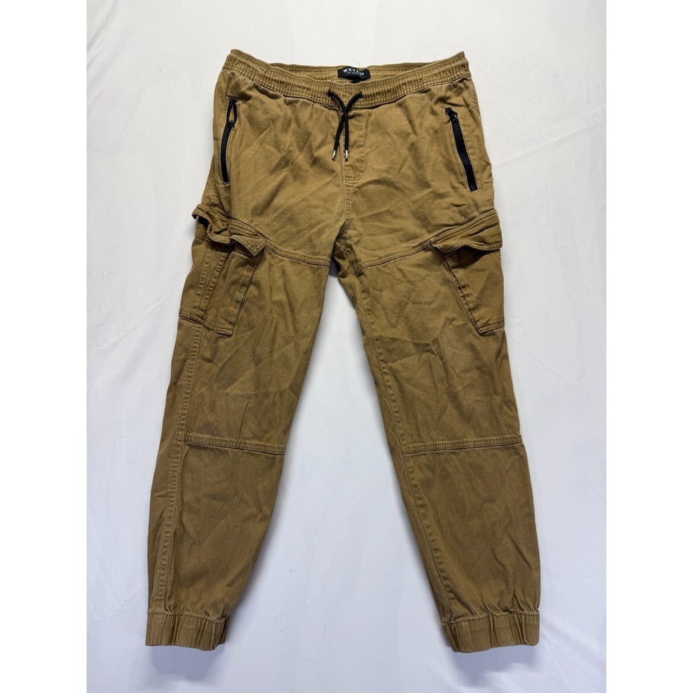 WXYZ Los Angeles Jogger Pants Mens Large‎ Khaki Cotton Tapered Leg Cargo Pockets
